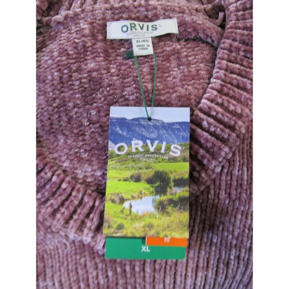 Orvis Chenille Tunic Style Sweater New With Tags Ladies XL Mauve Rib Knit Cuffs, - Picture 3 of 16
